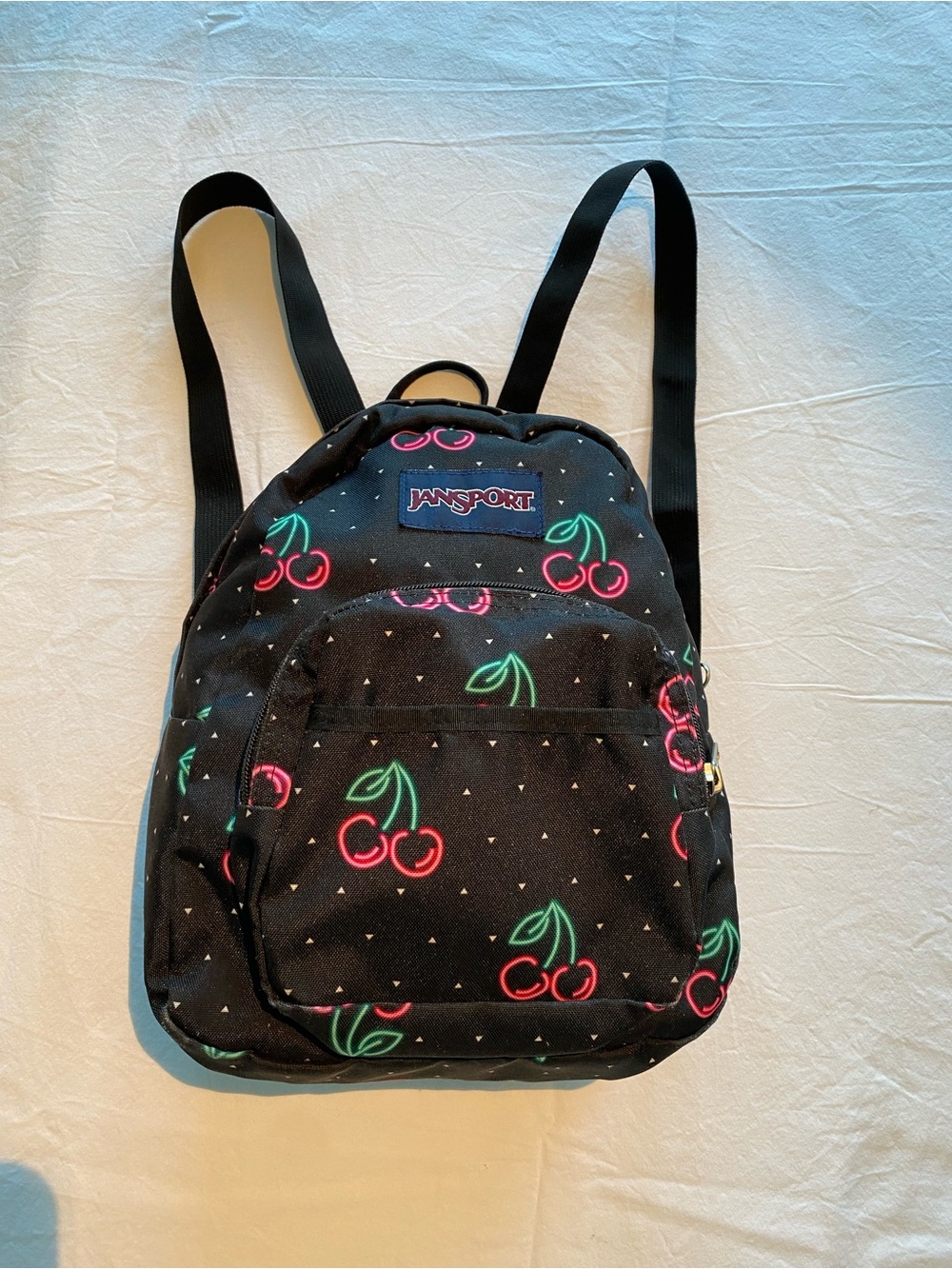 Jansport Black Backpack with Neon Cherry Accents